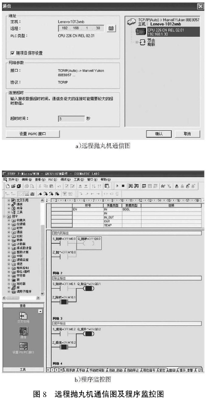 圖8遠(yuǎn)程拋丸機(jī)通信圖及程序監(jiān)控圖